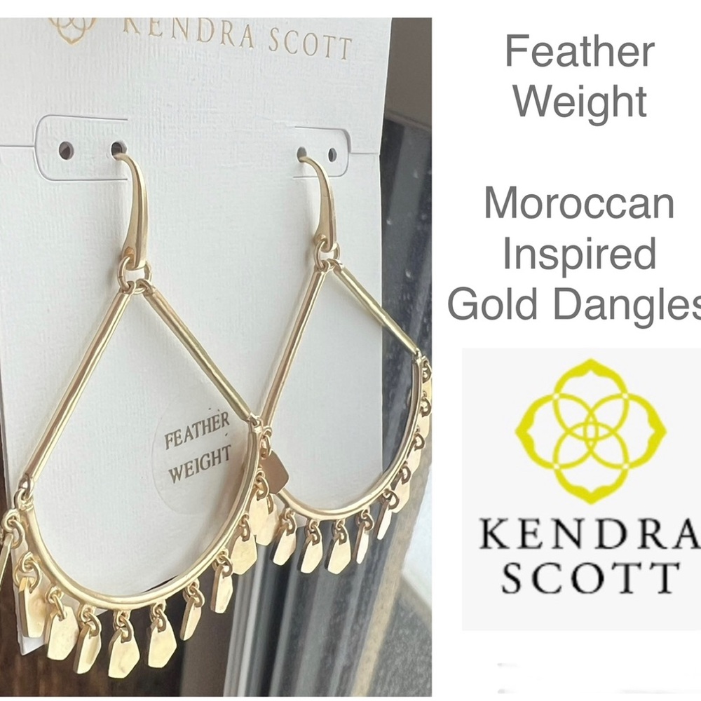 Kendra Scott, Gold Dangle, Earrings, Moroccan Style, Brand New with tags!